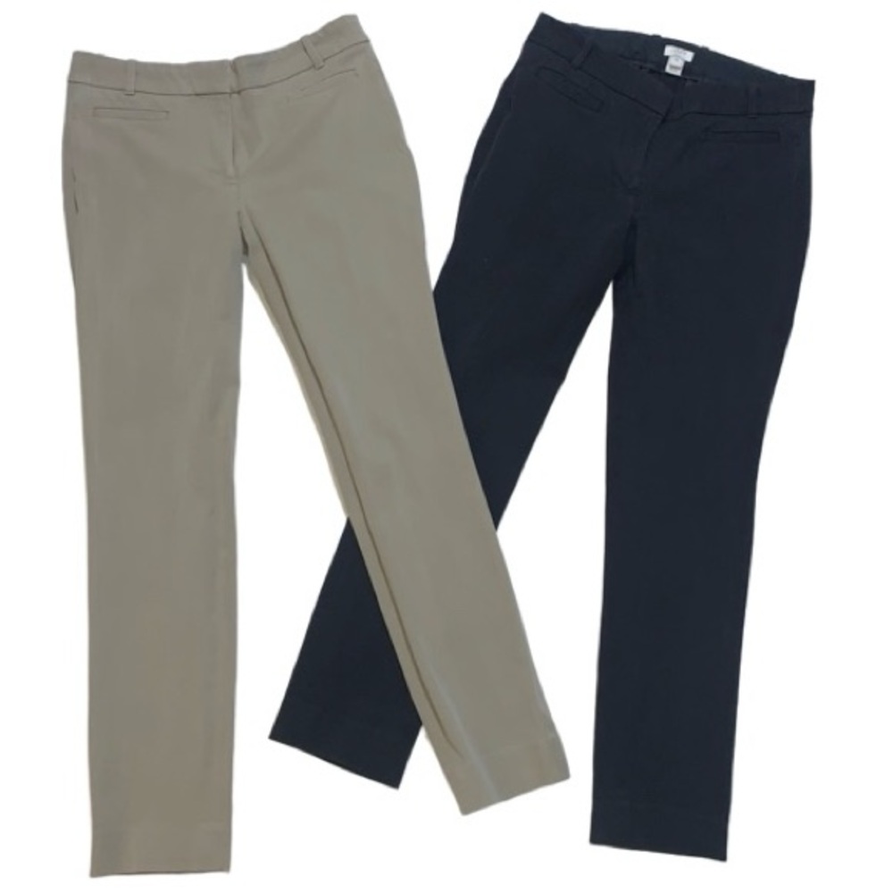 J. Crew Black & Tan Low Rise Stretchy Slim Straight Business Casual Work Pants